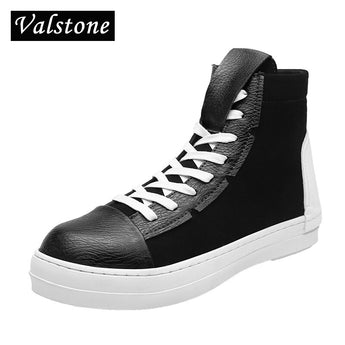 Zapatos de Hip Hop Valstone zapatos casuales de cuero para hombres 2018 zapatillas de Moda de Primavera Blanco alt tops hombres negro zapatos vulcanizados cremallera