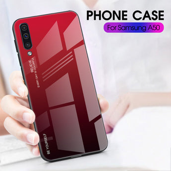 Gradient Tempered Glass Phone Case For Samsung Galaxy A50 A70 A51 A71 Case On SM A505F A515F A705F A715F A52 S21 Hard Cover Case