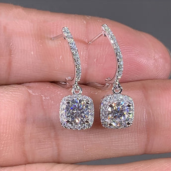 Huitan New Trendy Square Shape Drop Earrings Brilliant Bridal Engagement Wedding Jewelry Elegant Female Dangle Earring Fine Gift