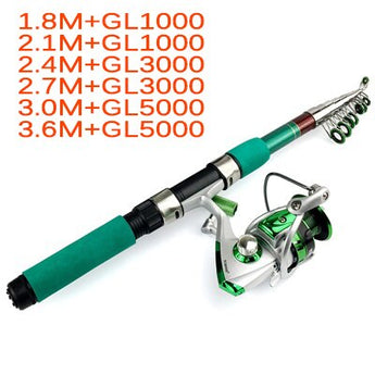 1.8-3.6m Telescopic Fishing Rod Combo Spinning Reel Fishing Set Short Travel Stick Carp Bass Pike Boat Rod Kit