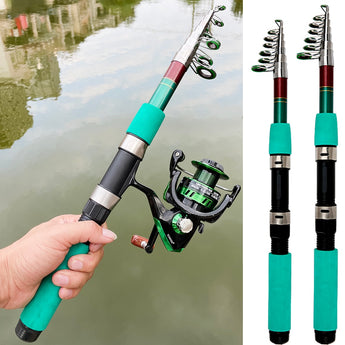 Telescopic Fishing Rod Short Portable Spinning Rod With Fishing Reel 1.8-3.6M Rod and Reel Combo Set