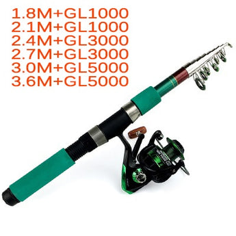 Telescopic Fishing Rod Short Portable Spinning Rod With Fishing Reel 1.8-3.6M Rod and Reel Combo Set