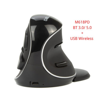 Delux M618PD Wireless+ BT Ergonomic Vertical Rechargeable Mouse 4000DPI 6 Buttons Removable Palm Rest For PC Computer Laptop