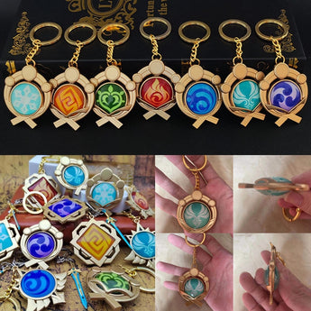 Game Genshin Impact Vision Lnazuma Ganyu Keqing Wendi Xiao Sleutelhanger Luminous 7 Element Wapens Eye Of Original God Toy Keyring