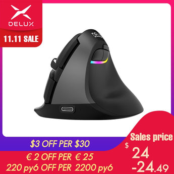 Delux M618 Mini BT 4.0+2.4GHz Dual mode Wireless Mouse Ergonomic Rechargeable Silent click Vertical Mice For Computer