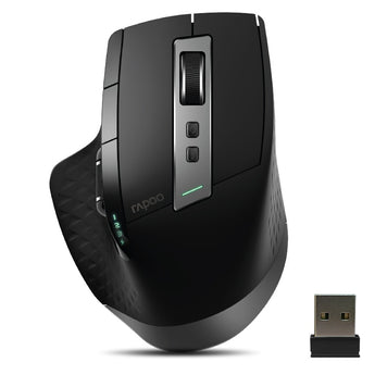 Rapoo MT750S Multi-modus Herlaaibare Draadlose Muis Ergonomiese 3200 DPI Bluetooth Muis Maklik-skakelaar tot 4 toestelle Gaming Muis