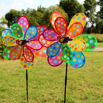 New Double Layer Peacock Laser Sequins Windmill Colourful Wind Spinner Home Garden Decor Yard Kids Toy