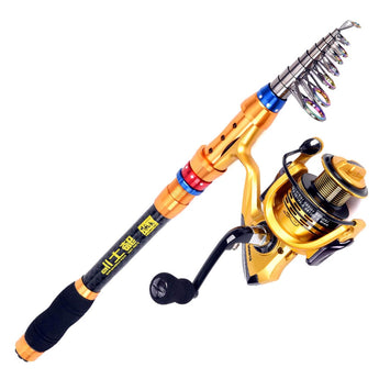 Telescopic Fishing Rod and Spinning Reel Combo Set with Bag for Fish Feeder Carbon Carp Sea Fishing Pole 1.8-3.6M Saltwater Tool