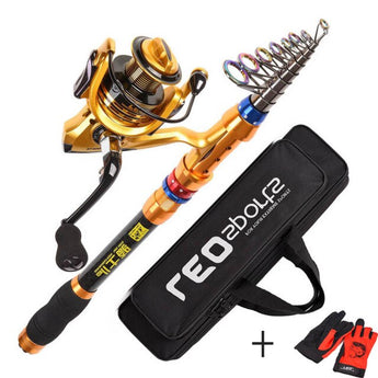 Telescopic Fishing Rod and Spinning Reel Combo Set with Bag for Fish Feeder Carbon Carp Sea Fishing Pole 1.8-3.6M Saltwater Tool