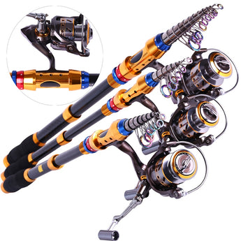 Spinning Telescopic Fishing Rod Set And Carp Fishing Reel 1.8m-3.6m Carbon Fishing Pole Sea Casting Fishing Rods