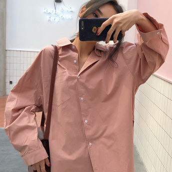 Beiyingni 2021 Spring Autumn Women Shirts White Plain Loose Oversized Blouses Female Tops Loose BF Korean Style Blusas Pockets