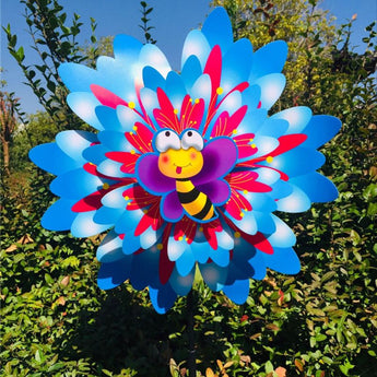 Wind Spinner Three Layers Sunflower Outdoor Garden Decor Windmill Pinwheel Kids Children Toys Cartoon Gifts Funny Games Rotation